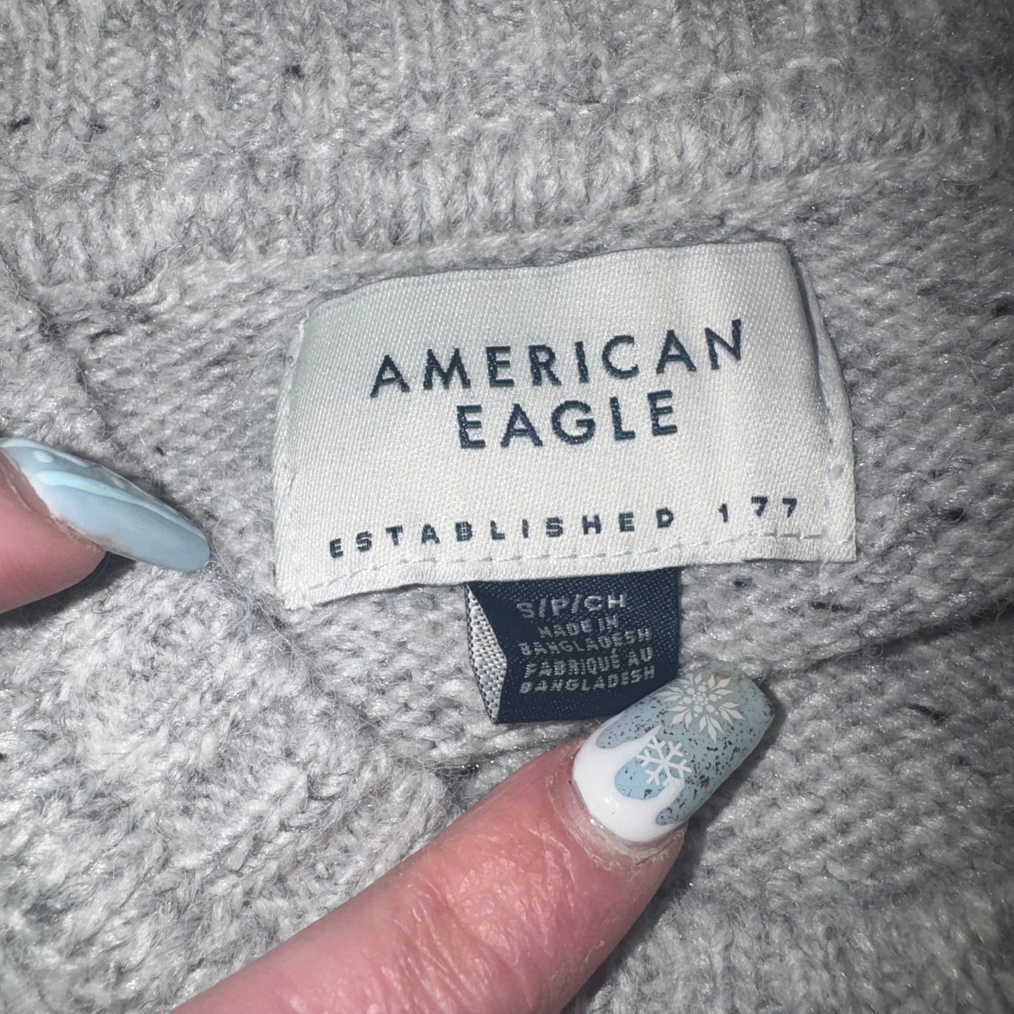 Gray speckled ribbed crewneck sweater