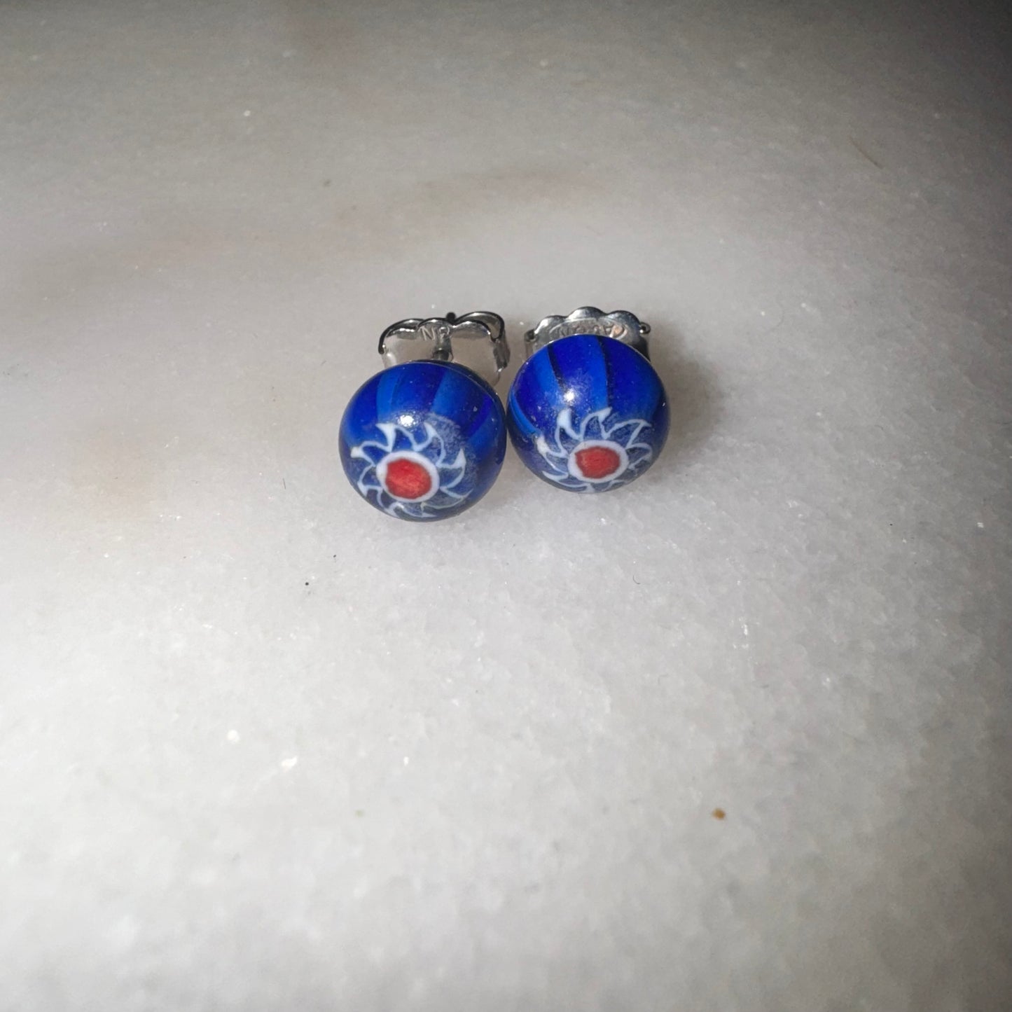 Vintage blue glass stud earrings
