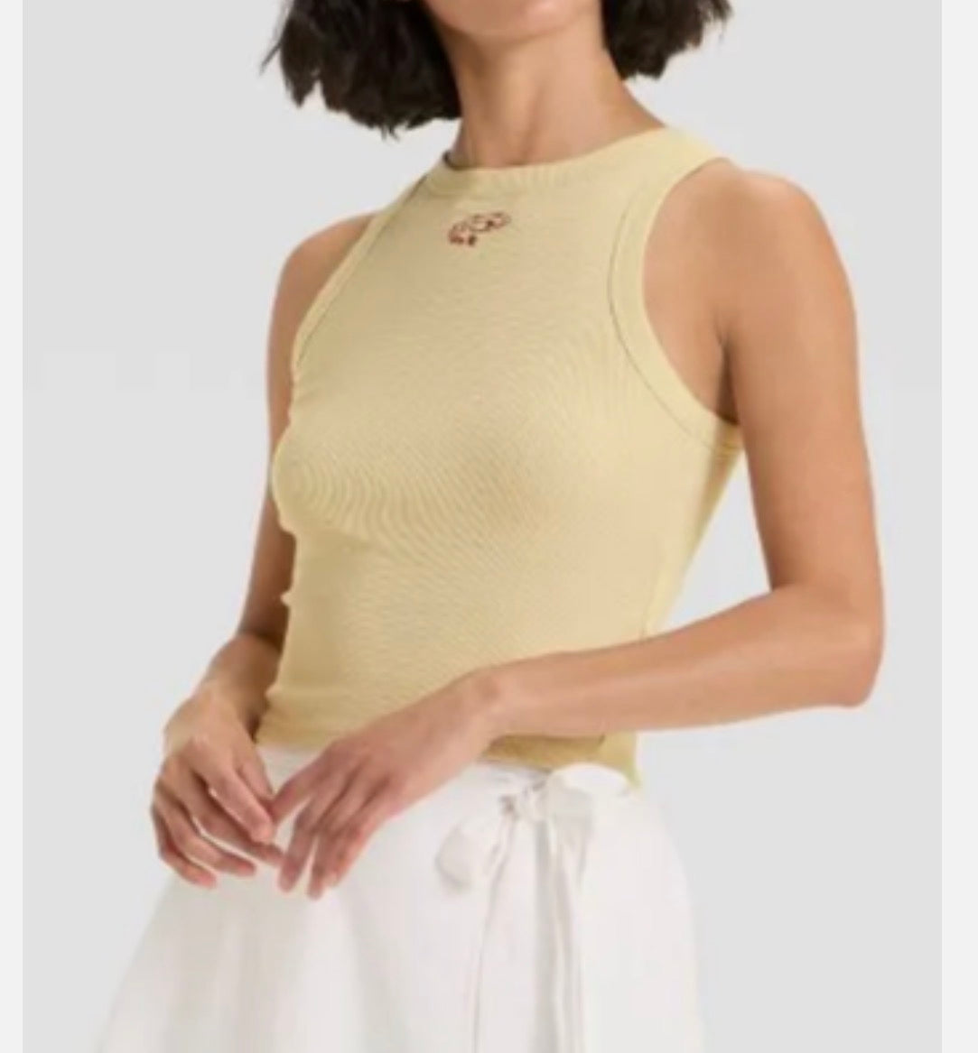 Shrimp detail ribbed tank top