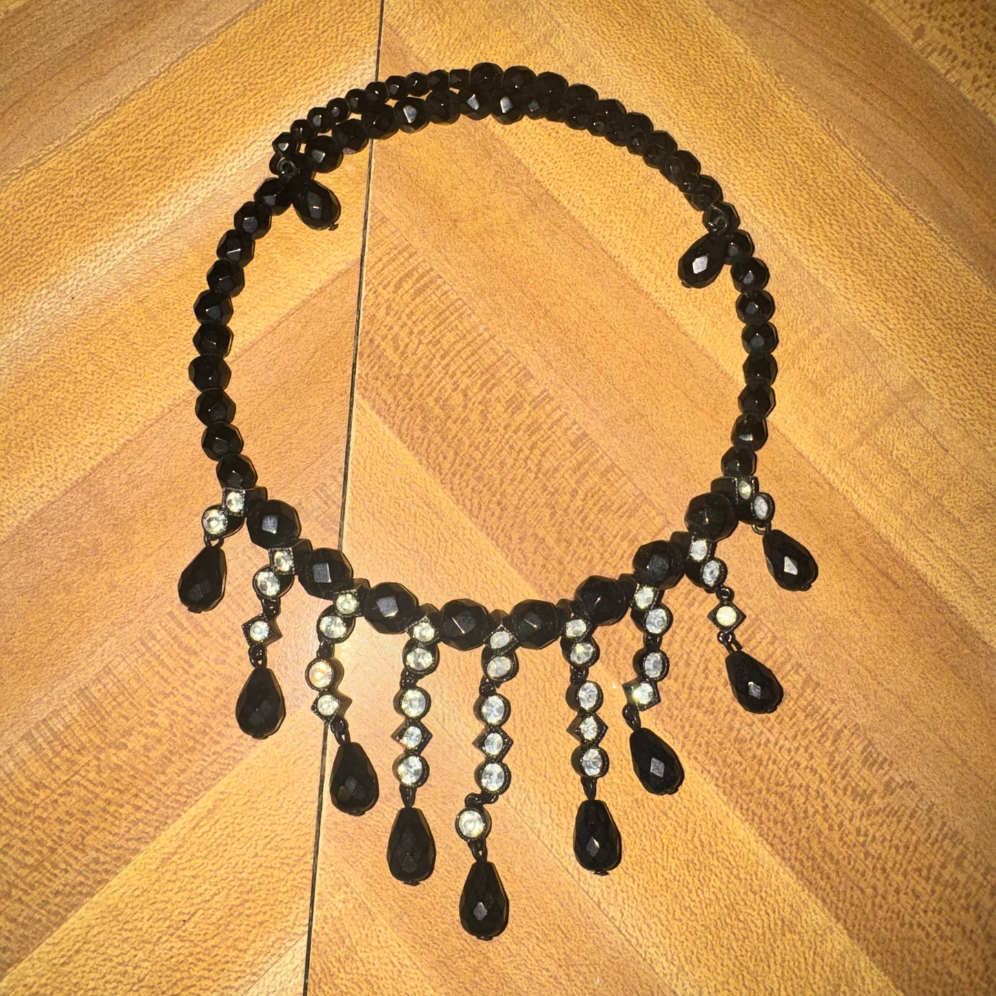 Vintage Avon black & rhinestone choker necklace