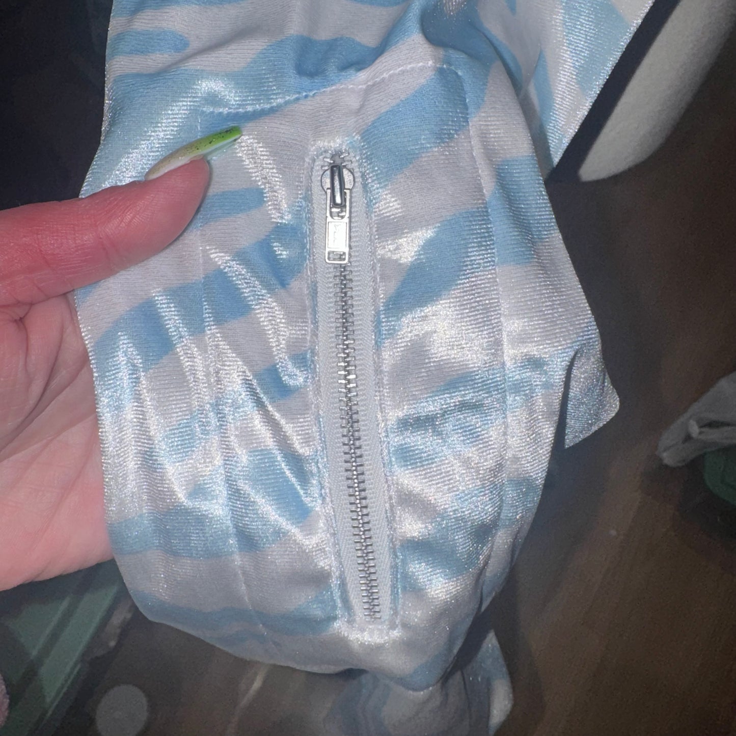 Icy zebra zip up crop top