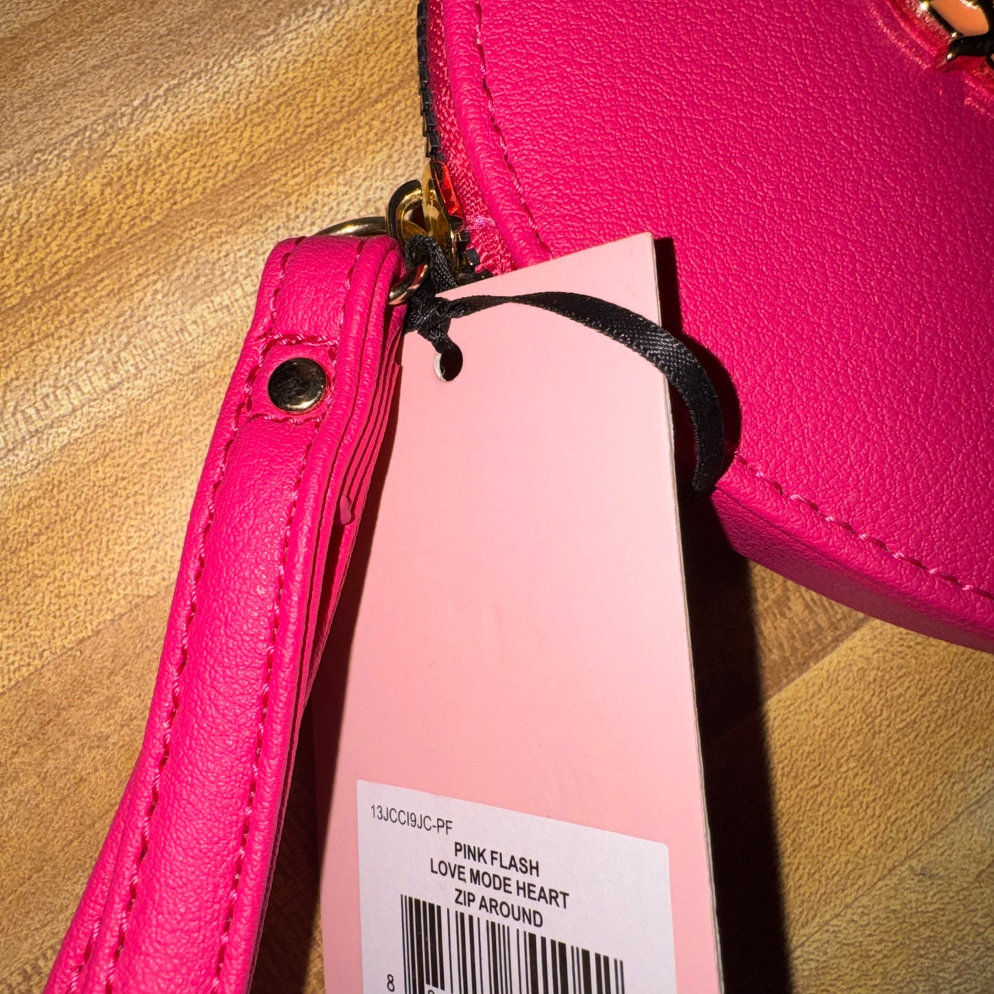 Pink heart wristlet