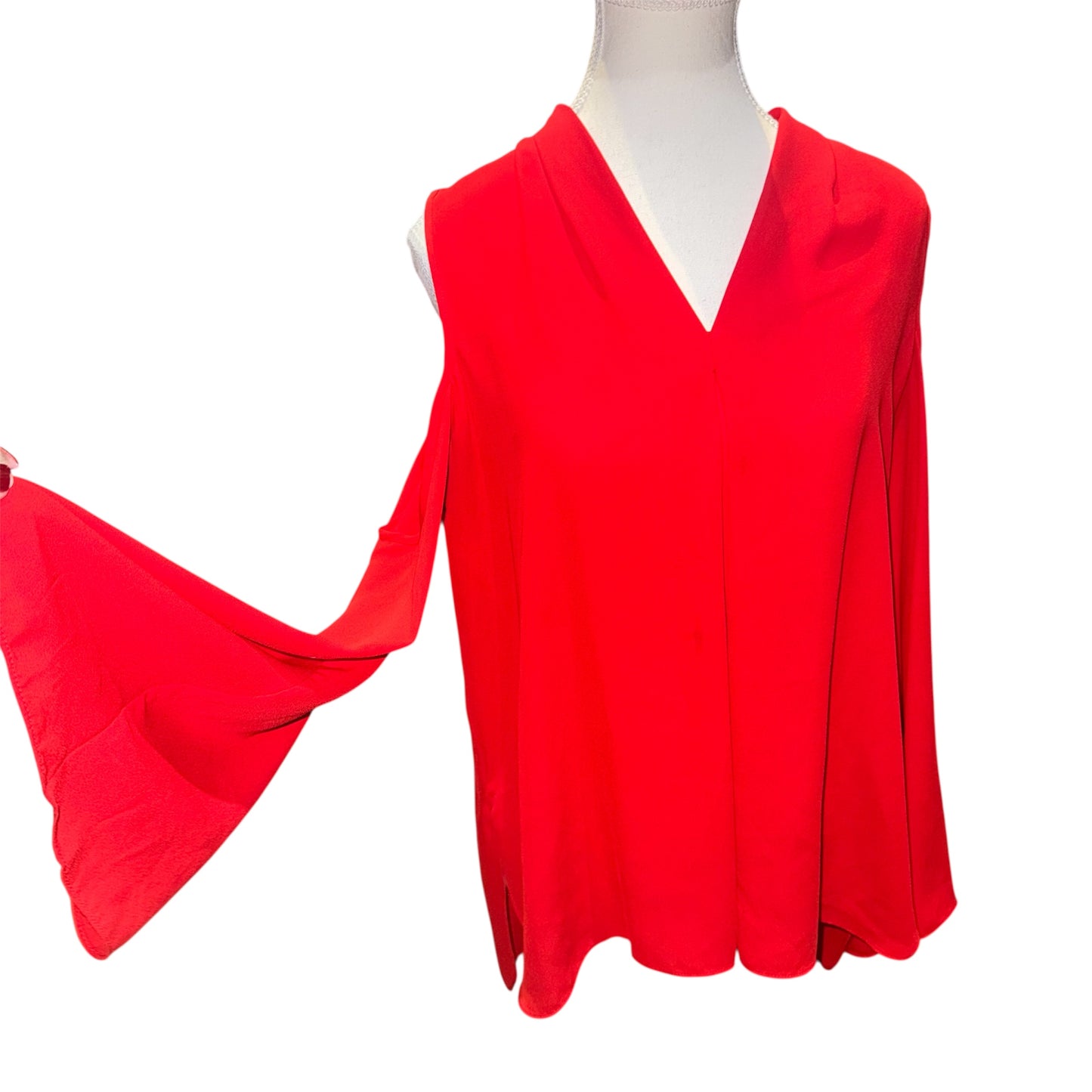 V neck cold shoulder blouse