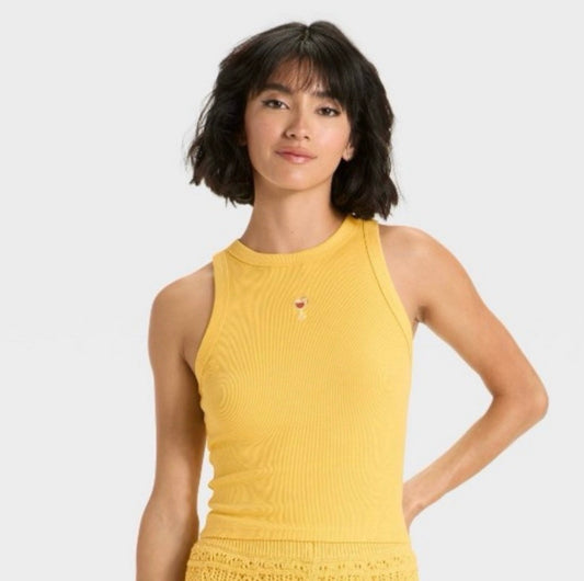 Cocktail detail ribbed tank top
