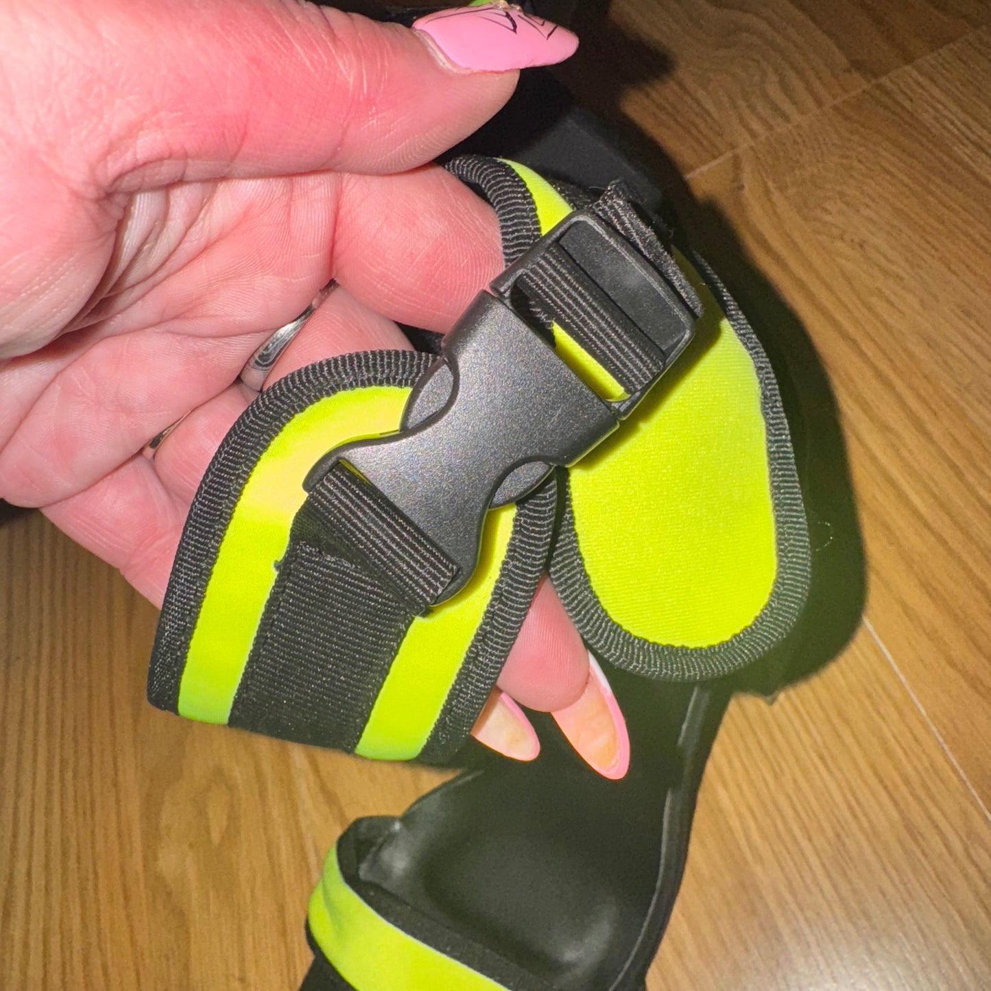 Neon & black pumps