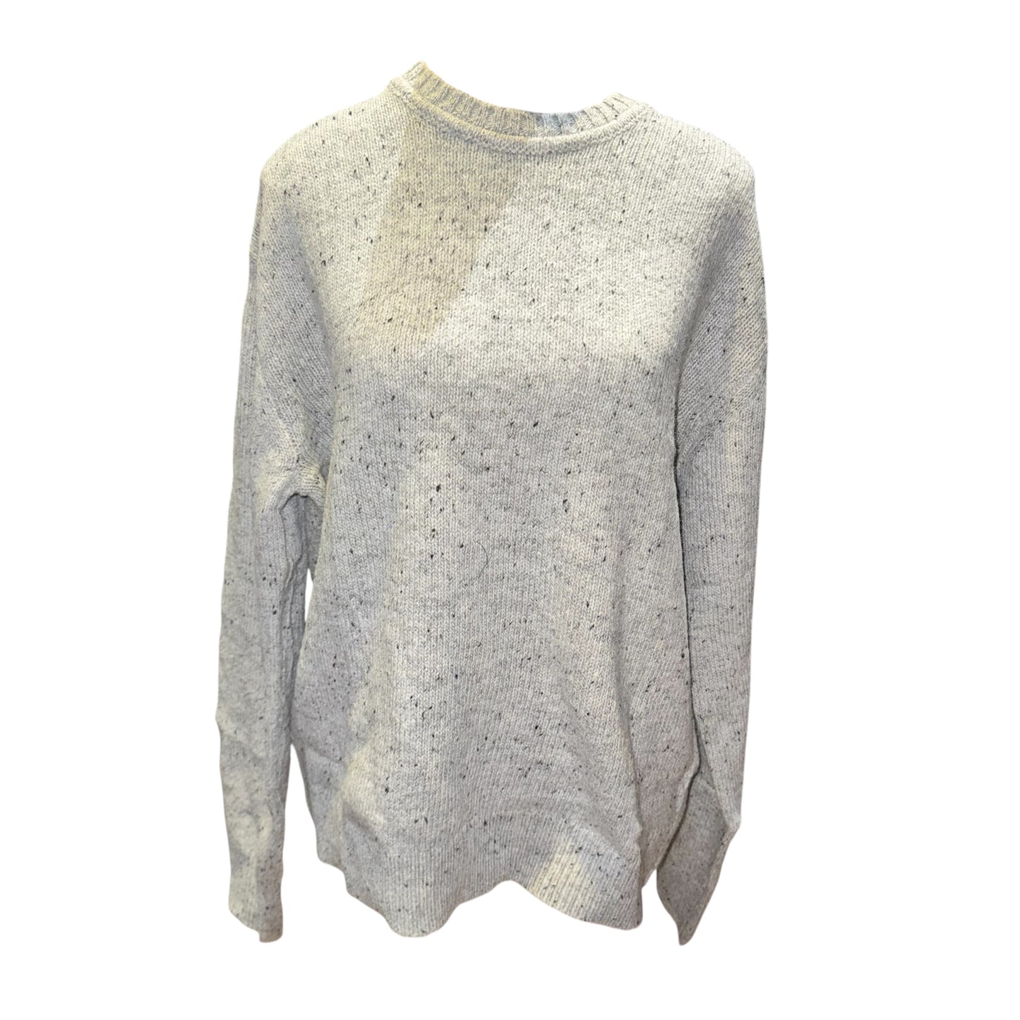 Gray speckled ribbed crewneck sweater