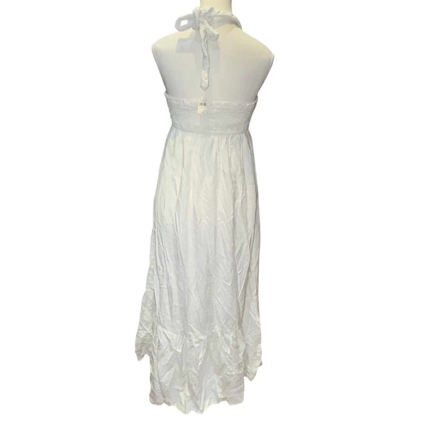 Linen blend braided halter dress