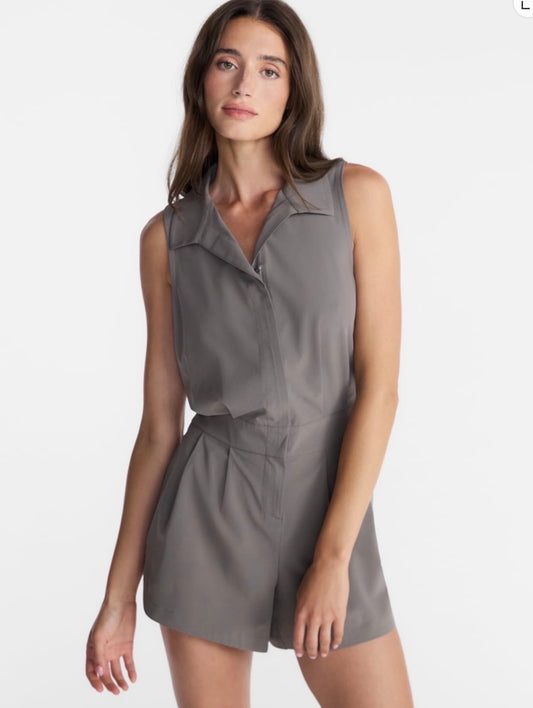 Stretch woven romper