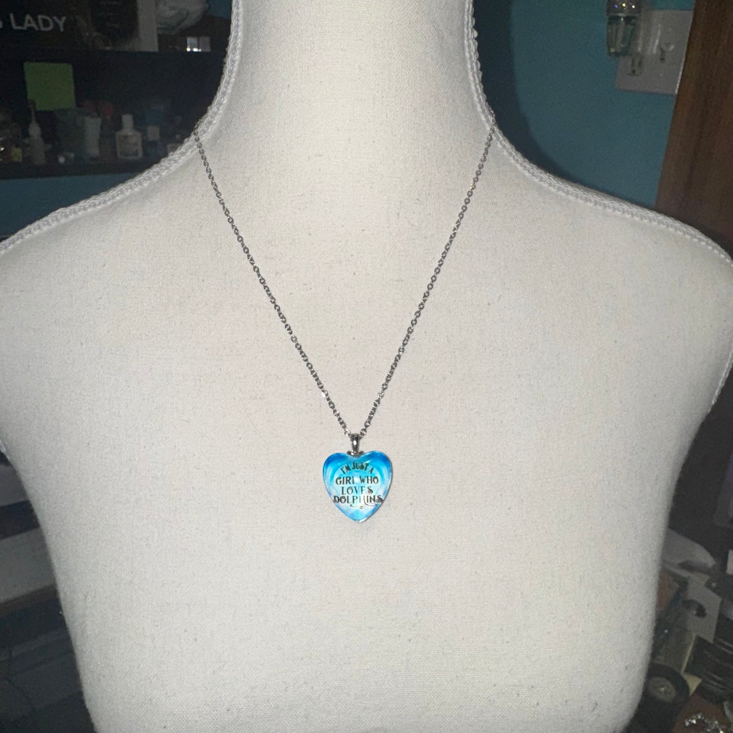 Bubble heart dolphin necklace