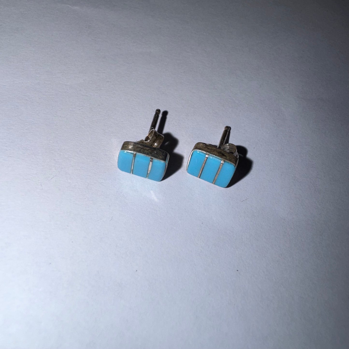 Vintage sterling silver block stud earrings