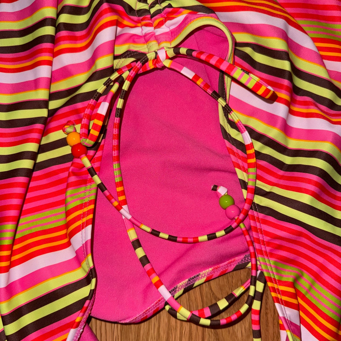 Striped cheeky one piece swimsuit