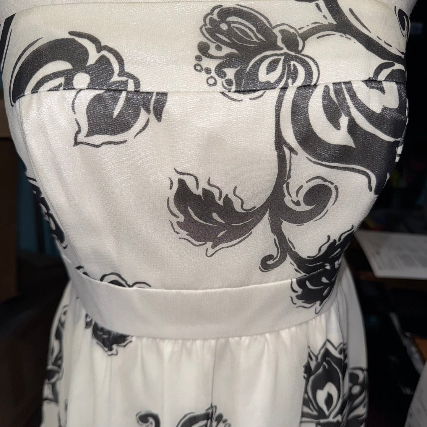 Strapless silk bubble hem dress