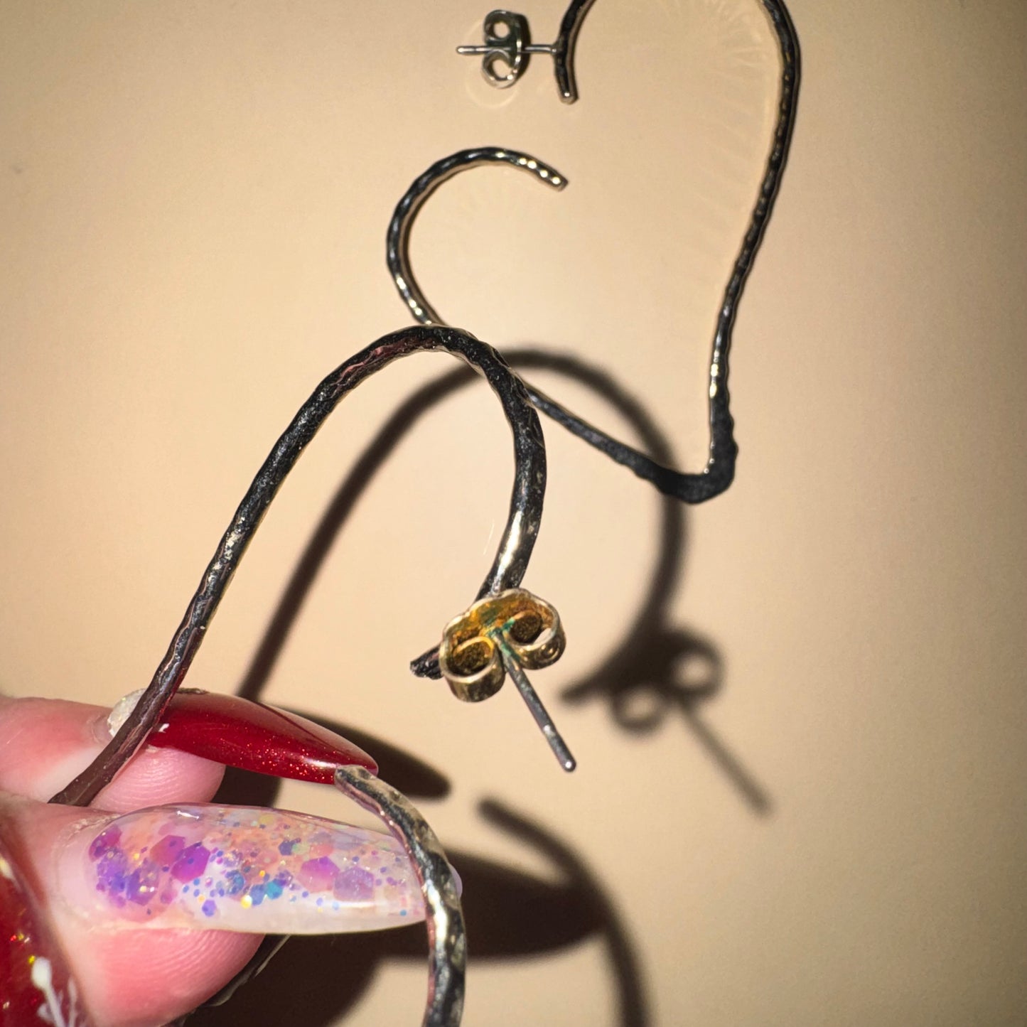 Vintage Avon open heart hoop earrings
