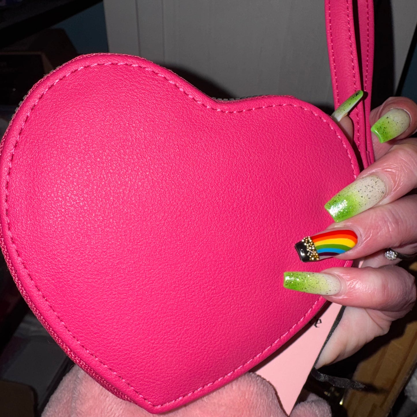 Pink heart wristlet