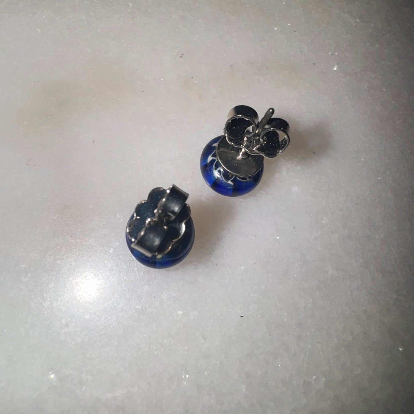 Vintage blue glass stud earrings