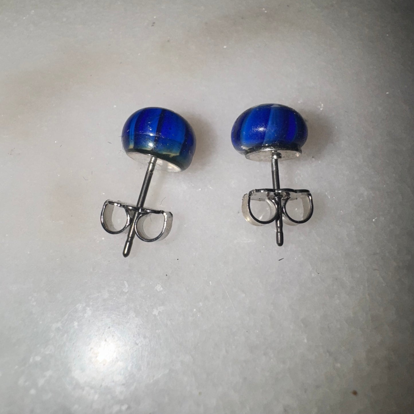 Vintage blue glass stud earrings