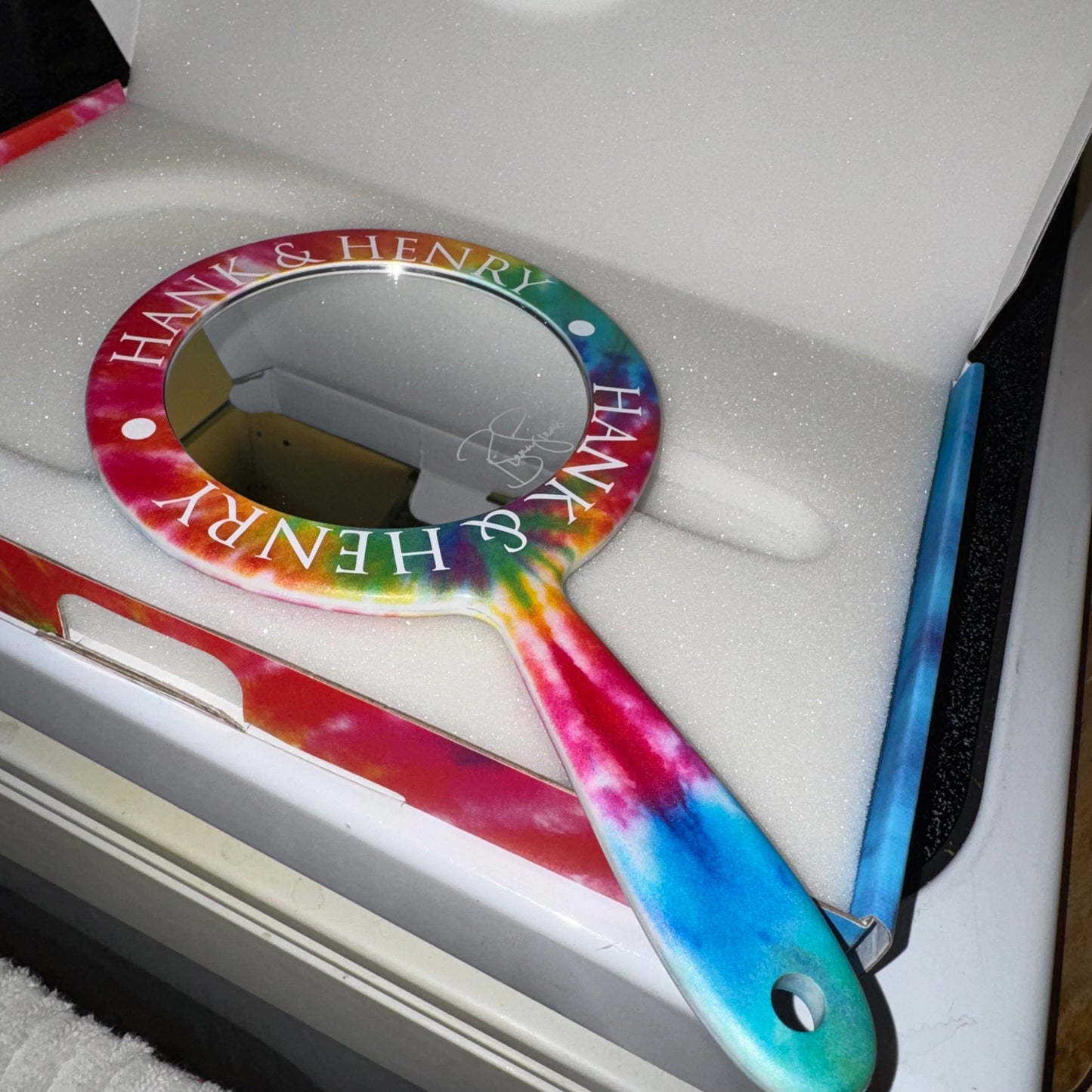 Tie dye hand mirror
