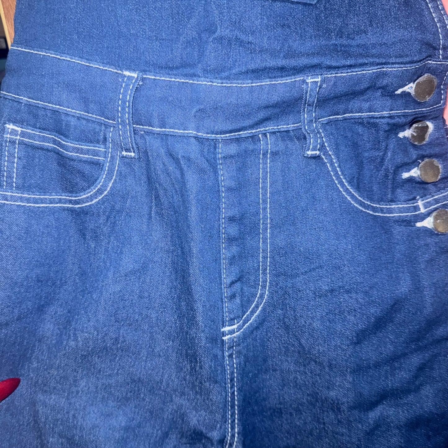 High-rise skinny overalls