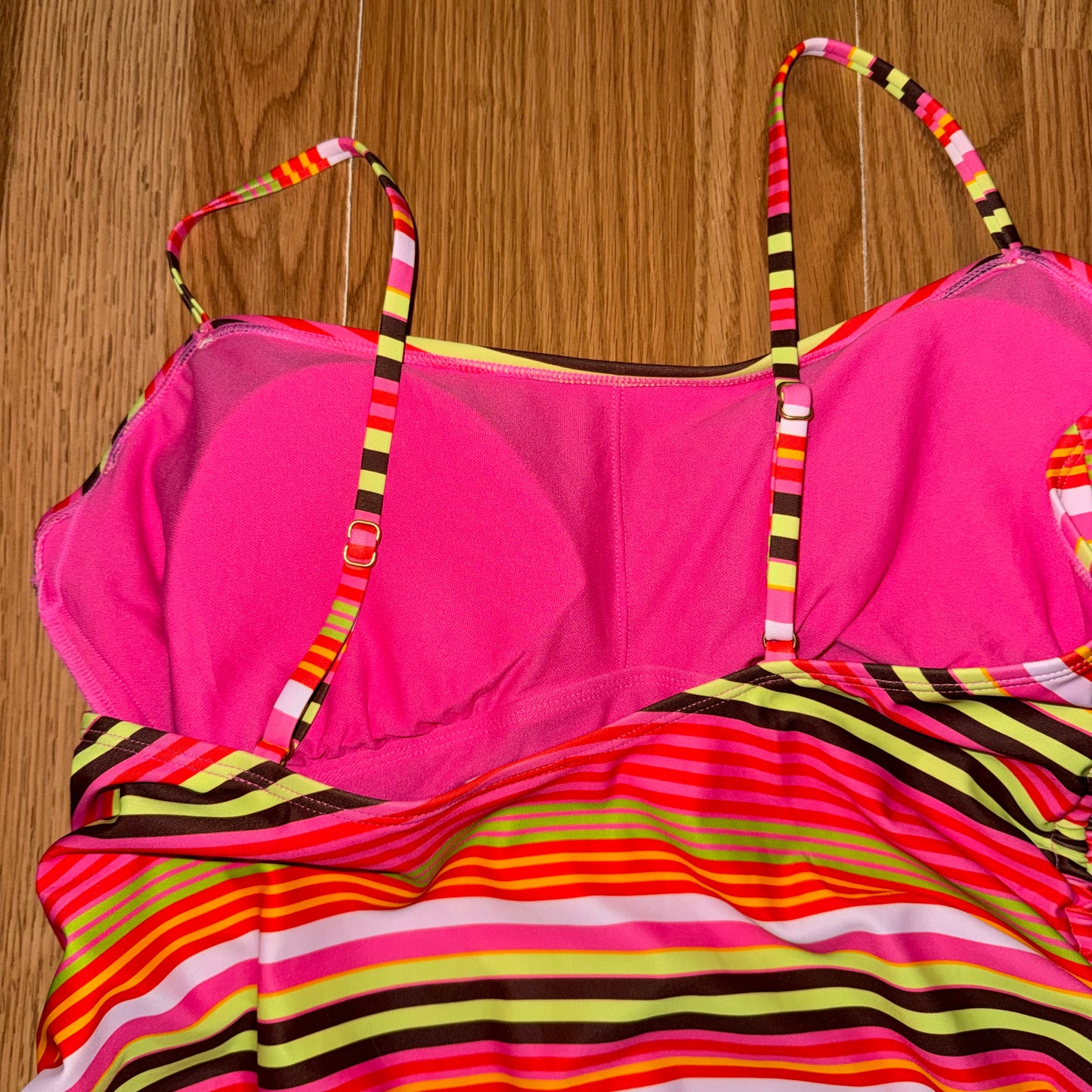 Striped cheeky one piece swimsuit