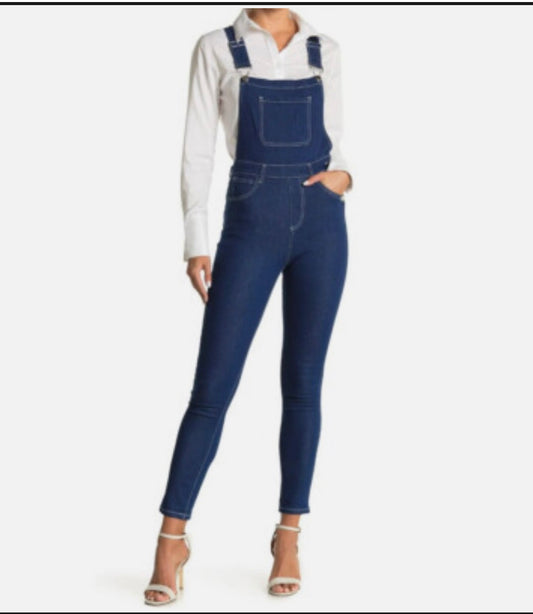 High-rise skinny overalls