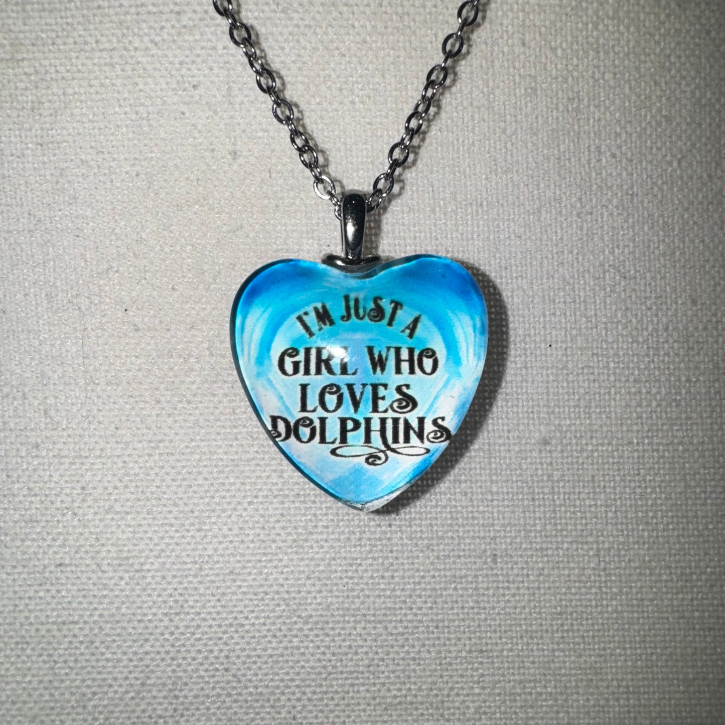 Bubble heart dolphin necklace