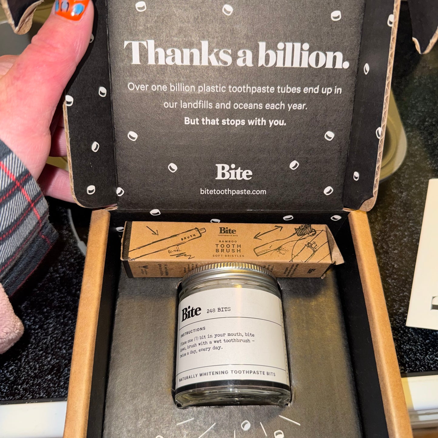 Bite toothpaste bits & bamboo toothbrush