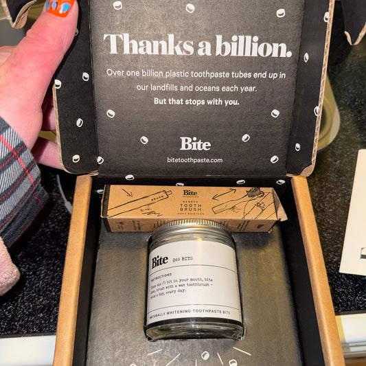 Bite toothpaste bits & bamboo toothbrush