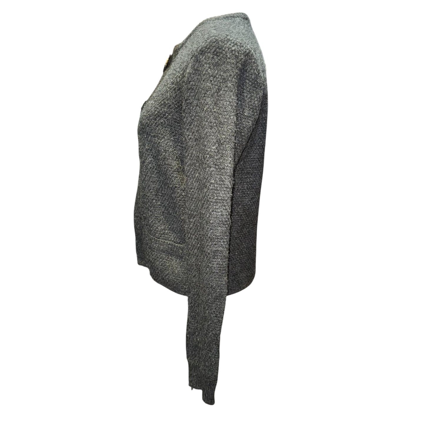 Gray knit acrylic cardigan