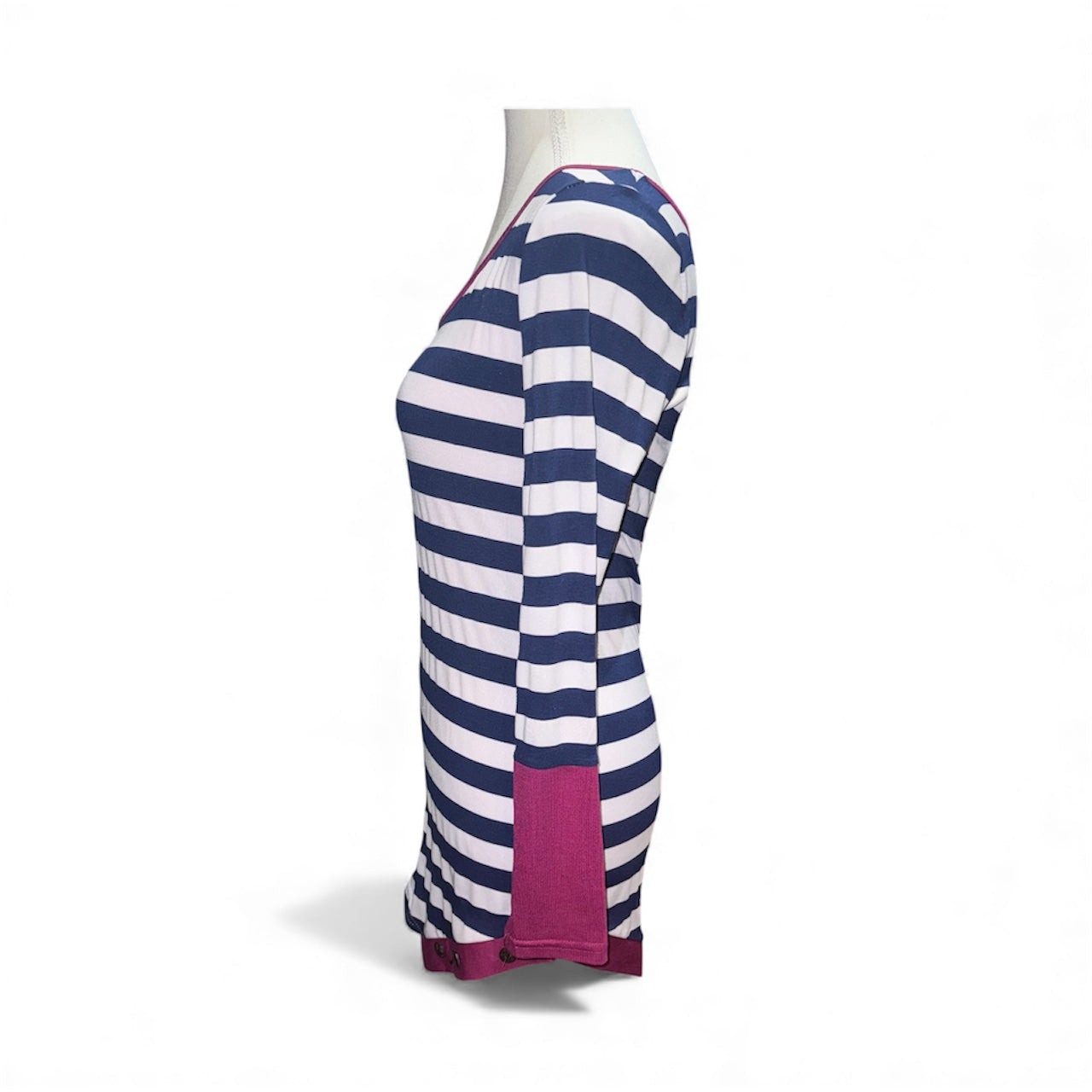 Striped assymetrical hem top