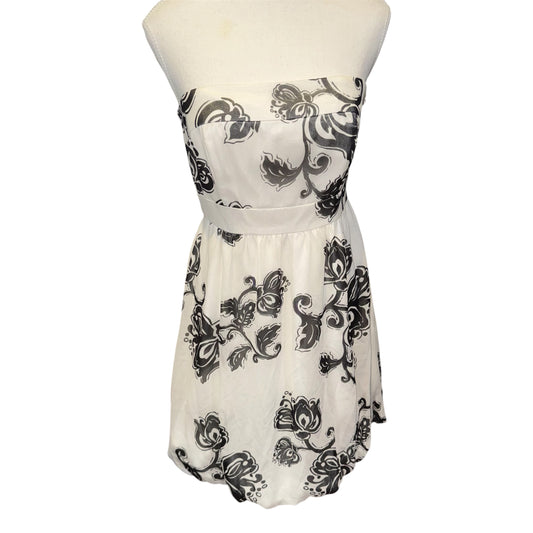 Strapless silk bubble hem dress