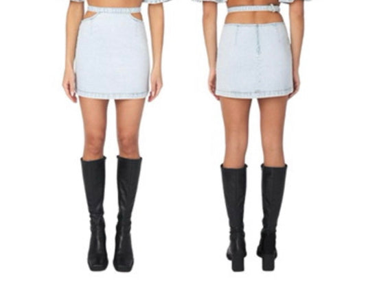 Cut out denim skirt