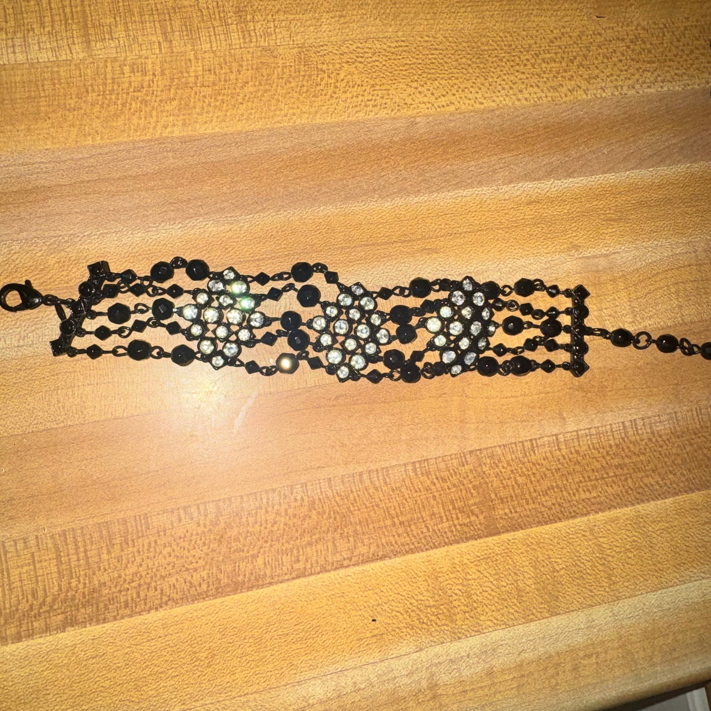 Vintage Avon black & crystal rhinestone bracelet