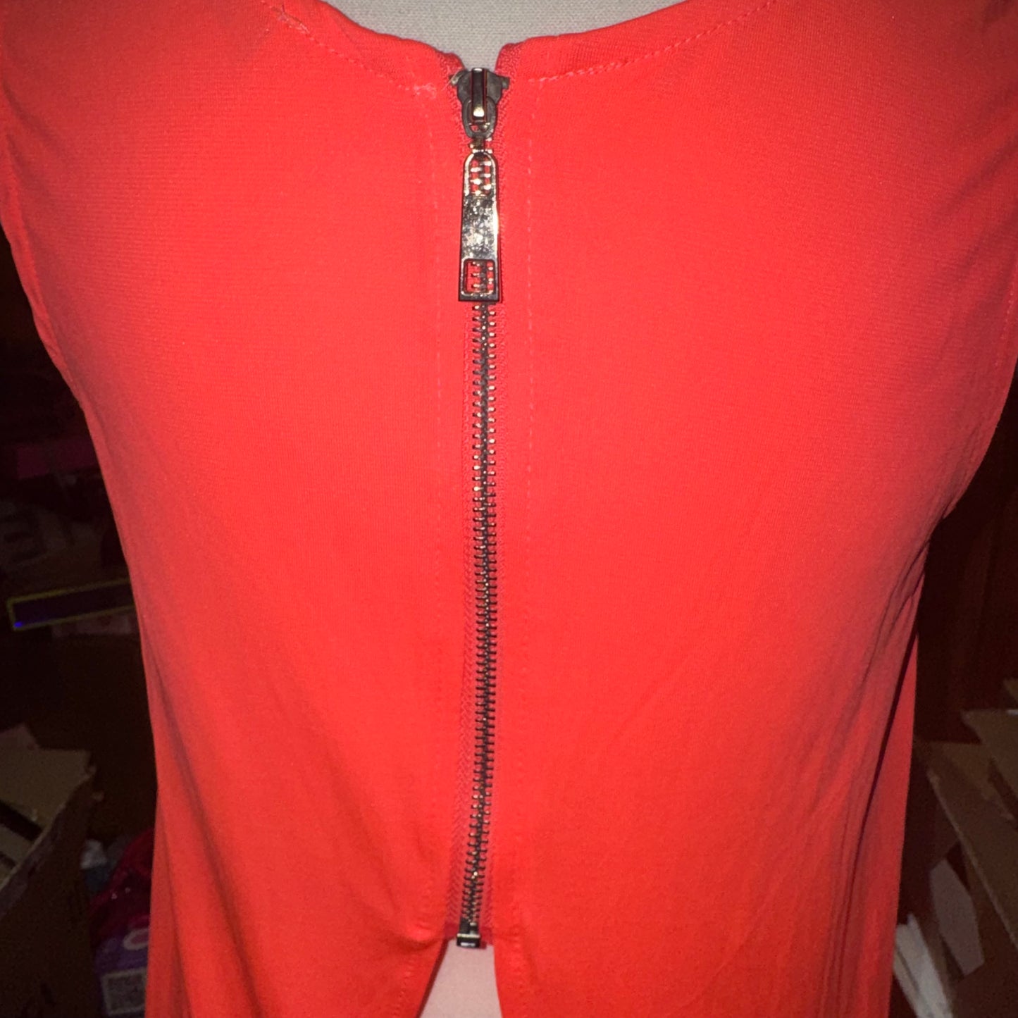 Asymmetrical zip back top