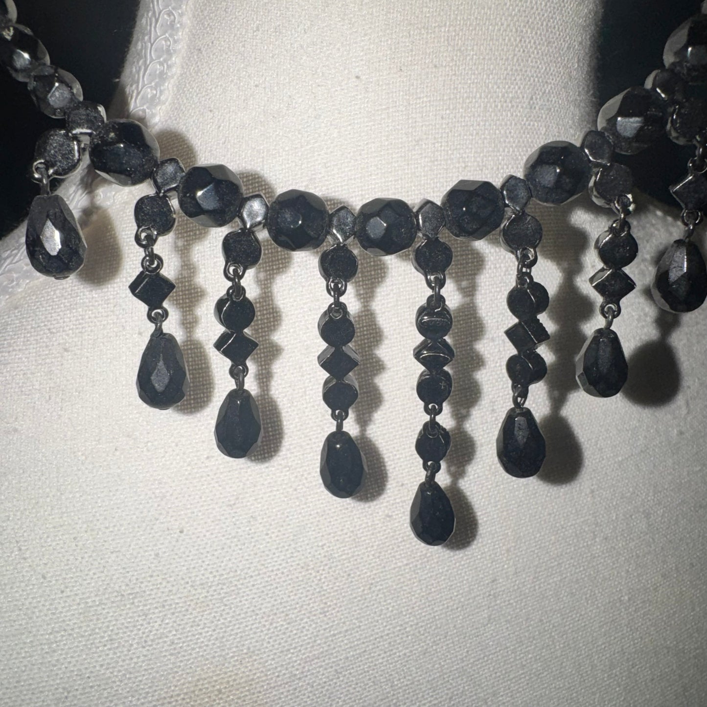 Vintage Avon black & rhinestone choker necklace