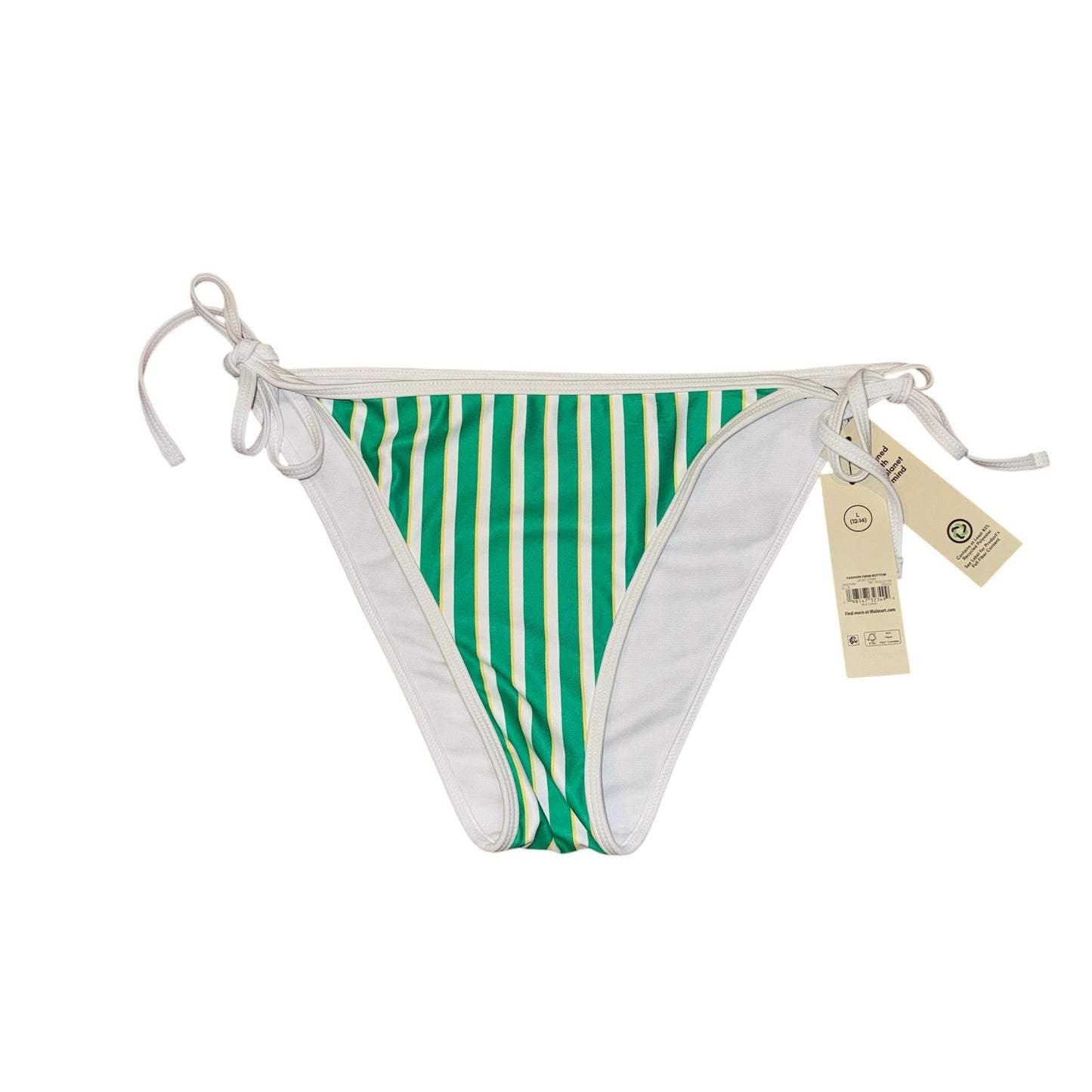 Sporty striped side tie bikini bottoms