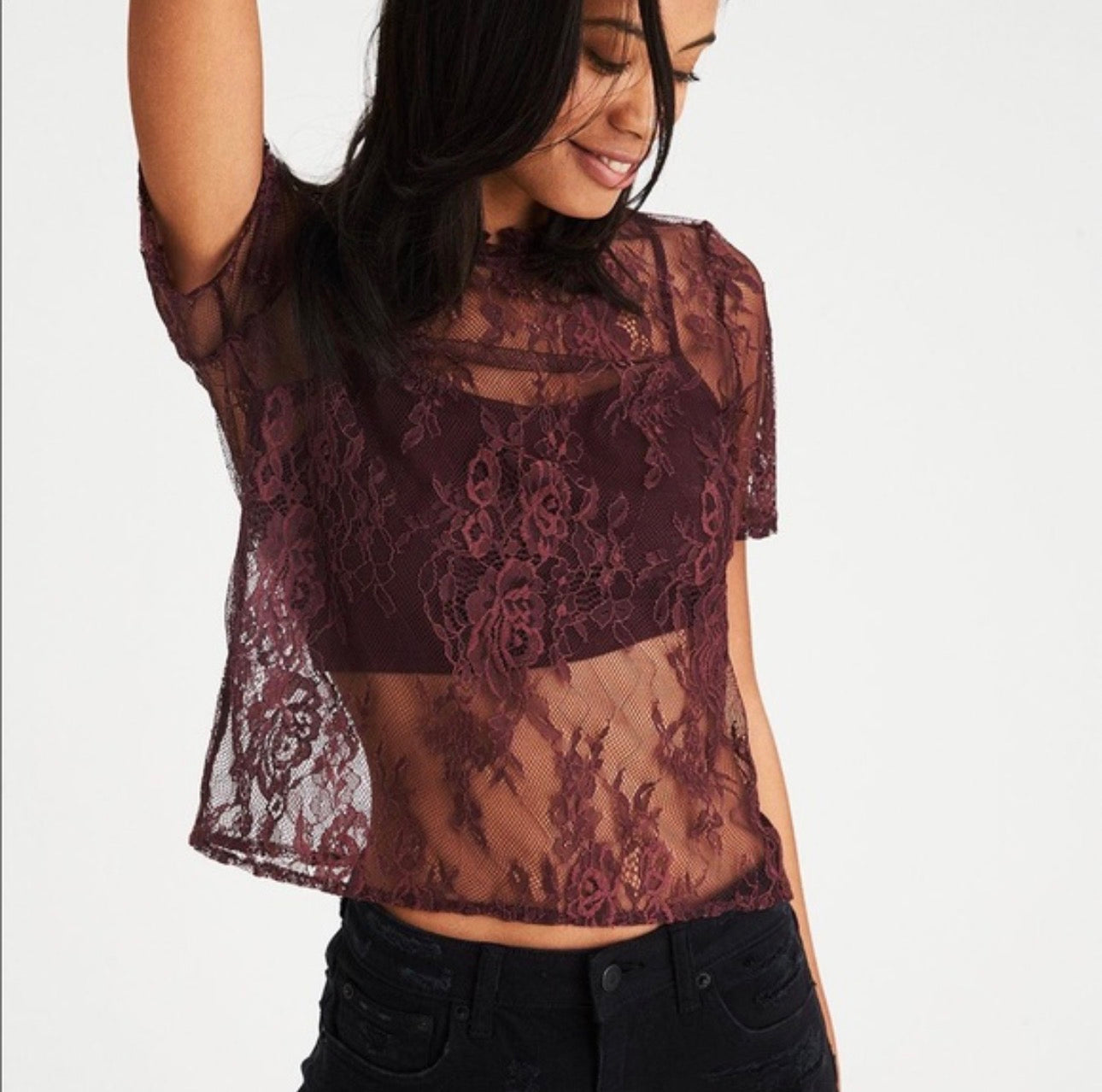 Lace overlay top