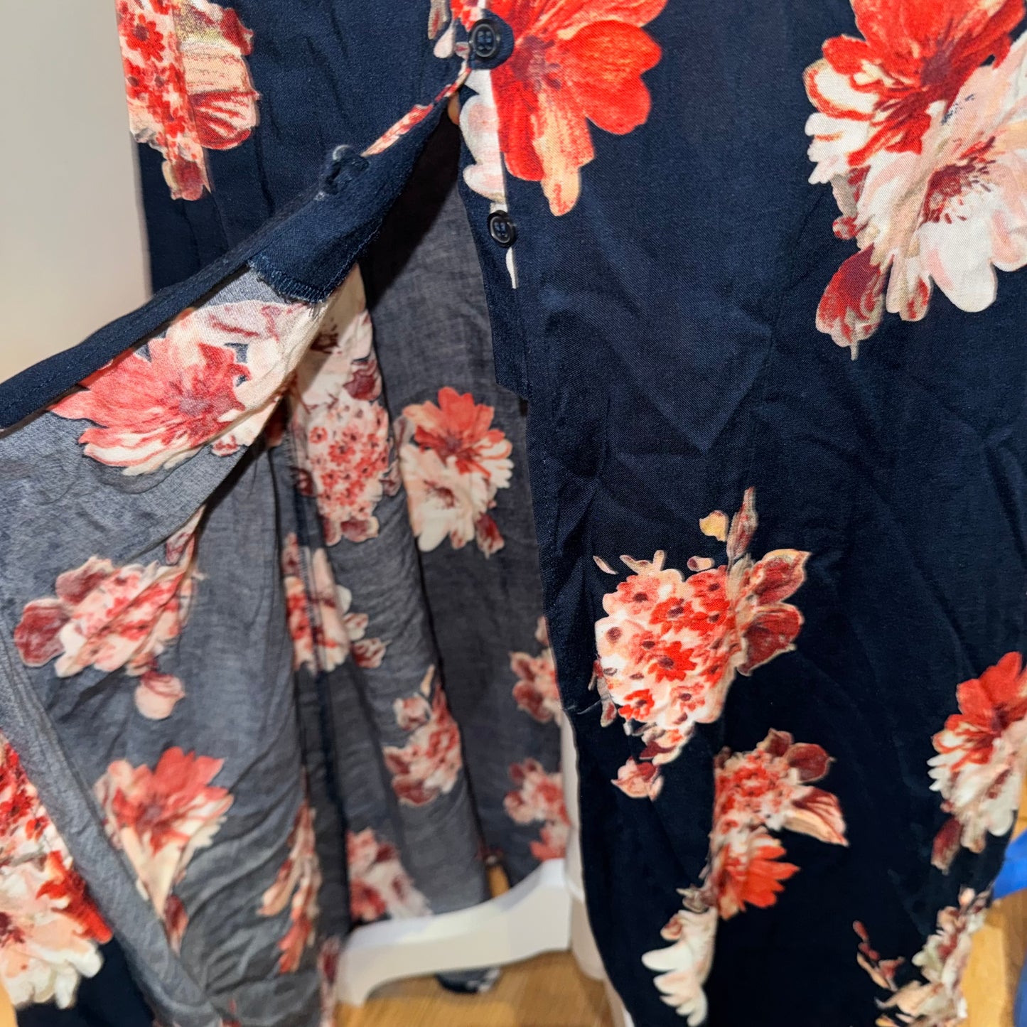 Button front floral boho maxi dress