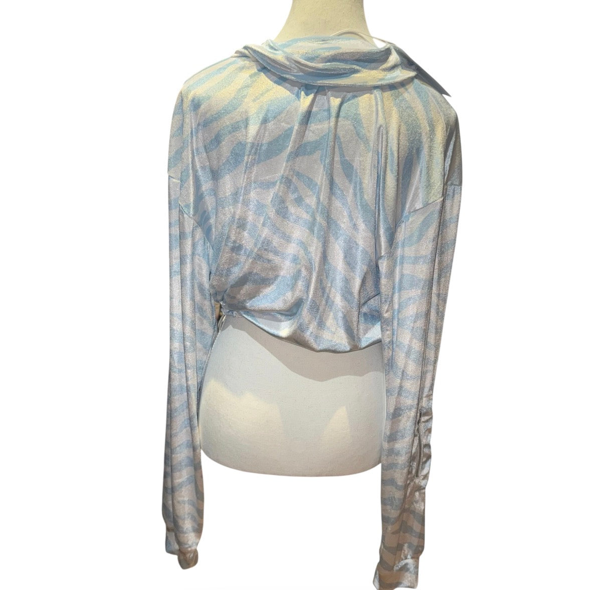 Icy zebra zip up crop top