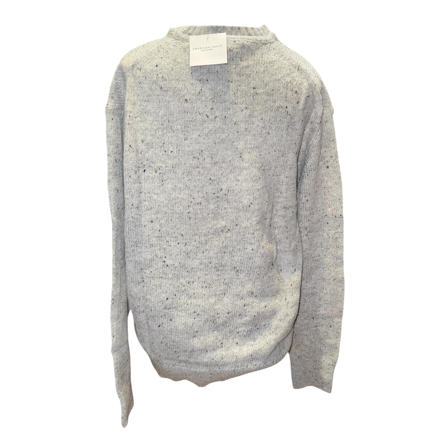 Gray speckled ribbed crewneck sweater