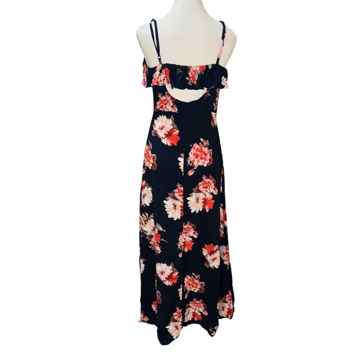 Button front floral boho maxi dress