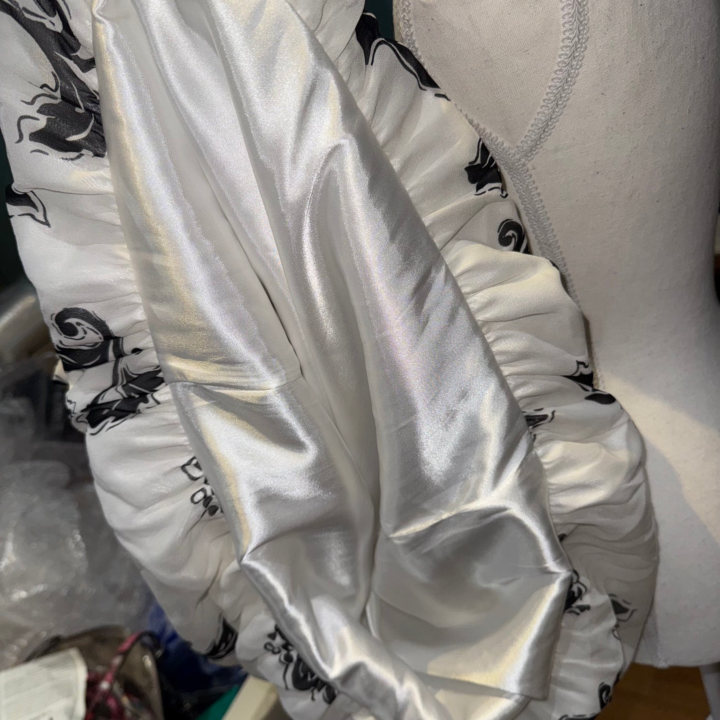 Strapless silk bubble hem dress