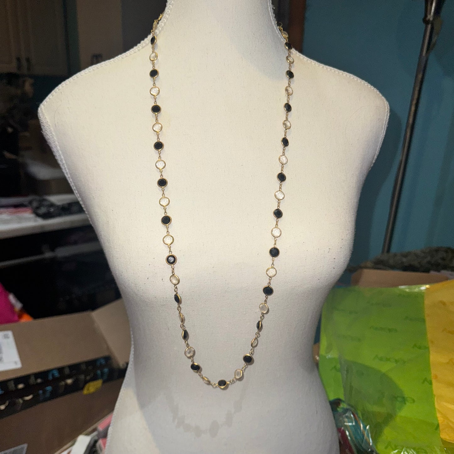 Vintage black & clear necklace