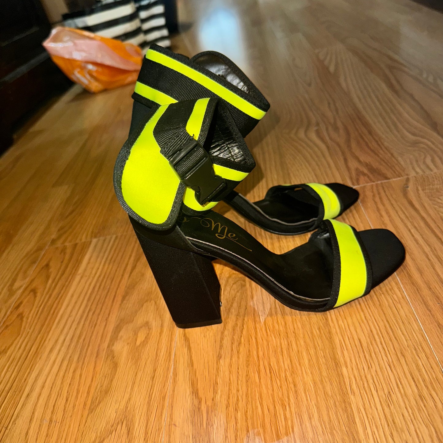 Neon & black pumps