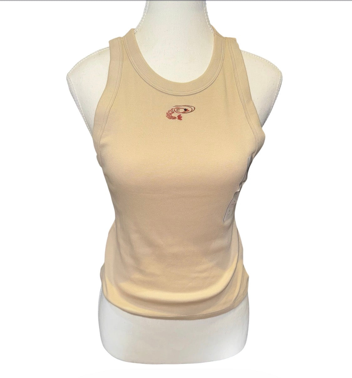 Shrimp detail ribbed tank top
