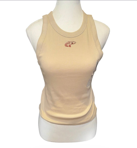 Shrimp detail ribbed tank top