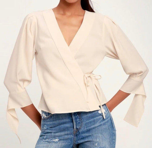 Wilena statement sleeve wrap top
