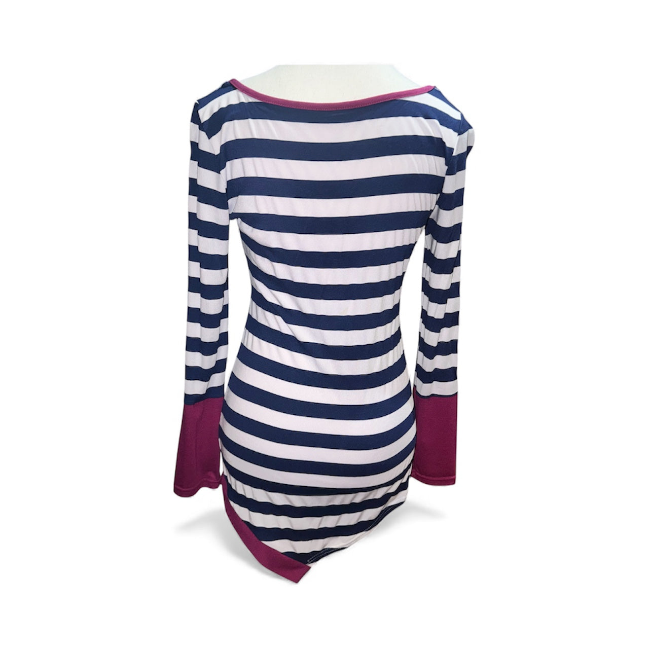Striped assymetrical hem top