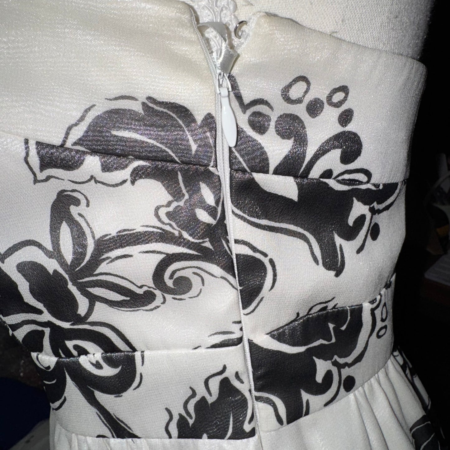 Strapless silk bubble hem dress