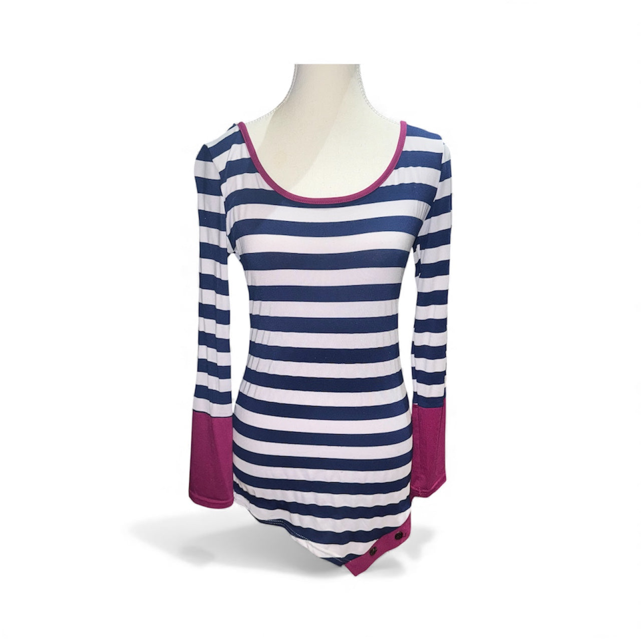 Striped assymetrical hem top