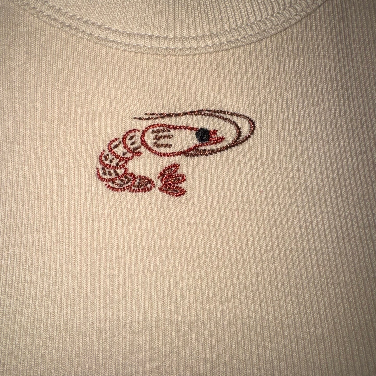 Shrimp detail ribbed tank top